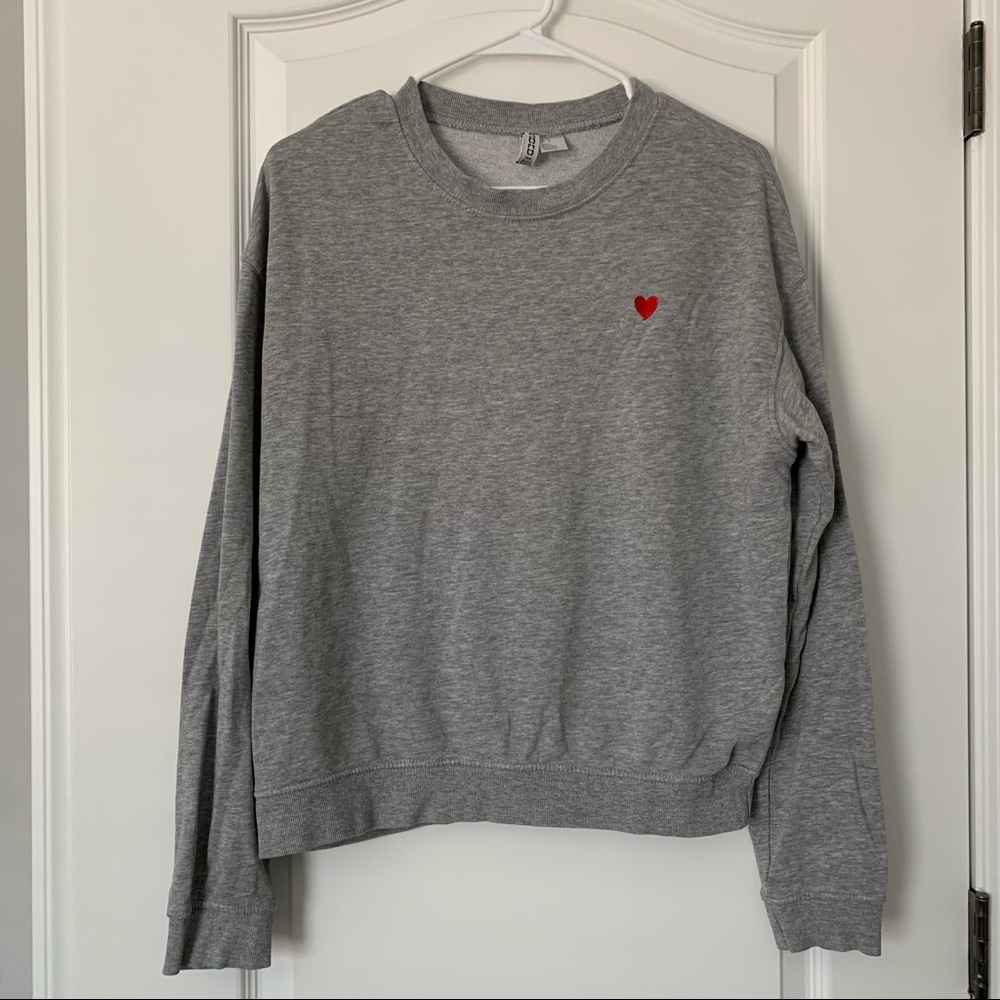 Gray Sweater with Small Red Heart ❣️ H&M